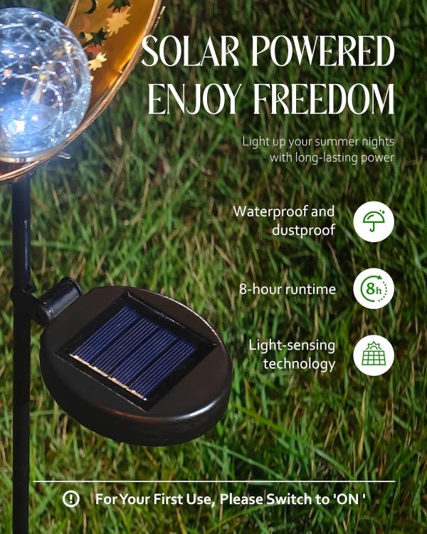 Garden Decor - Solar Moon Fairy Garden Light with Waterdrop & Star Charms, Waterproof Cool White Light, 34 inch Housewarming Gifts - Image 21