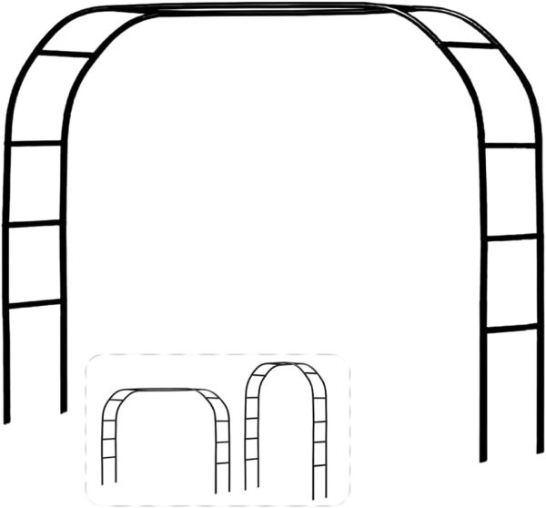 Metal Pergola Arbor,7.5 Feet Wide x 6.4 Feet High or 4.6 Feet Wide x7.9 Feet High,Assemble Freely 2 Sizes,for Various Climbing Plant Wedding Garden Arch Bridal Party Decoration Wide Arbor