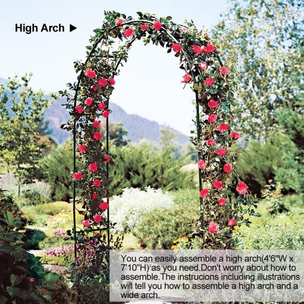 Metal Pergola Arbor,7.5 Feet Wide x 6.4 Feet High or 4.6 Feet Wide x7.9 Feet High,Assemble Freely 2 Sizes,for Various Climbing Plant Wedding Garden Arch Bridal Party Decoration Wide Arbor - Image 5