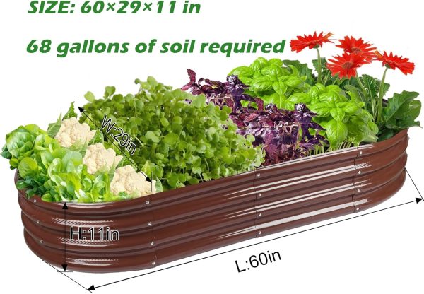 Raised Garden Bed Galvanized Planter Box Outdoor, 5ft Oval Large Rot-Resistant Metal Garden Bed Planter for Vegetables Flower Herb (Silver) - Image 10