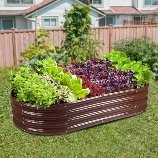 Raised Garden Bed Galvanized Planter Box Outdoor, 5ft Oval Large Rot-Resistant Metal Garden Bed Planter for Vegetables Flower Herb (Silver) - Image 13