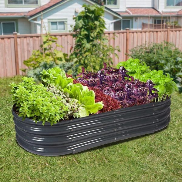 Raised Garden Bed Galvanized Planter Box Outdoor, 5ft Oval Large Rot-Resistant Metal Garden Bed Planter for Vegetables Flower Herb (Silver) - Image 28