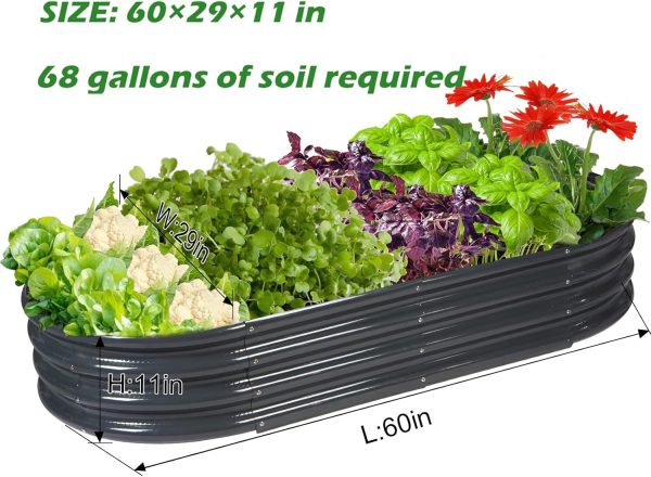 Raised Garden Bed Galvanized Planter Box Outdoor, 5ft Oval Large Rot-Resistant Metal Garden Bed Planter for Vegetables Flower Herb (Silver) - Image 29