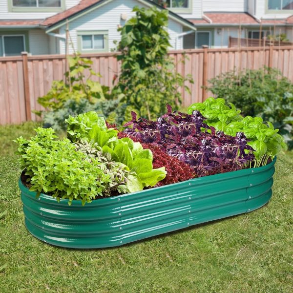 Raised Garden Bed Galvanized Planter Box Outdoor, 5ft Oval Large Rot-Resistant Metal Garden Bed Planter for Vegetables Flower Herb (Silver) - Image 34