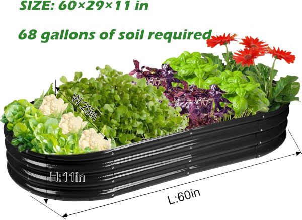 Raised Garden Bed Galvanized Planter Box Outdoor, 5ft Oval Large Rot-Resistant Metal Garden Bed Planter for Vegetables Flower Herb (Silver) - Image 36