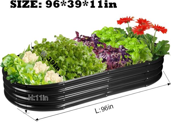 Raised Garden Bed Galvanized Planter Box Outdoor, 5ft Oval Large Rot-Resistant Metal Garden Bed Planter for Vegetables Flower Herb (Silver) - Image 38