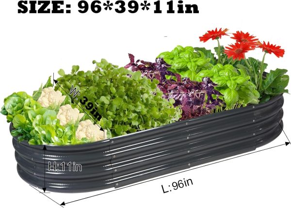 Raised Garden Bed Galvanized Planter Box Outdoor, 5ft Oval Large Rot-Resistant Metal Garden Bed Planter for Vegetables Flower Herb (Silver) - Image 40