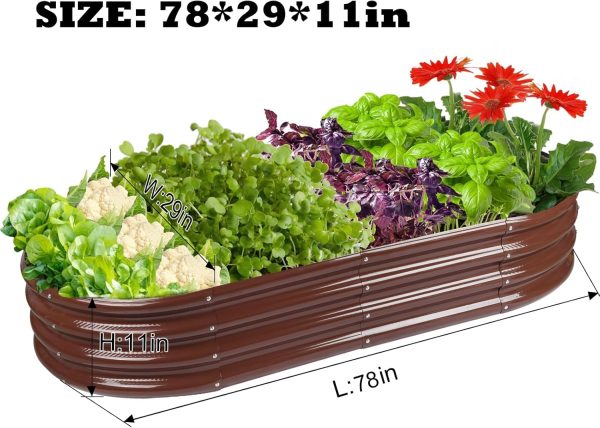 Raised Garden Bed Galvanized Planter Box Outdoor, 5ft Oval Large Rot-Resistant Metal Garden Bed Planter for Vegetables Flower Herb (Silver) - Image 41