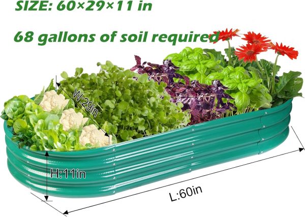 Raised Garden Bed Galvanized Planter Box Outdoor, 5ft Oval Large Rot-Resistant Metal Garden Bed Planter for Vegetables Flower Herb (Silver) - Image 43