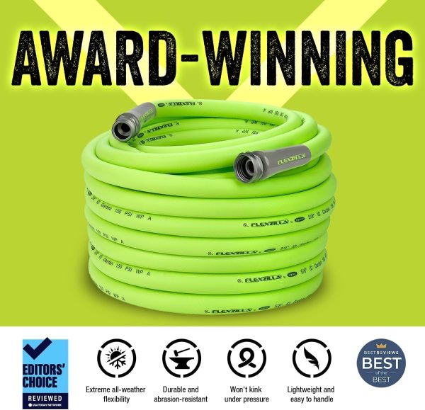 Flexzilla HFZG5100YW Garden Lead-in Hose 5/8 in. x 100 ft, Heavy Duty, Lightweight, Drinking Water Safe, Green - Image 3