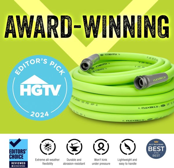 Flexzilla HFZG5100YW Garden Lead-in Hose 5/8 in. x 100 ft, Heavy Duty, Lightweight, Drinking Water Safe, Green - Image 16