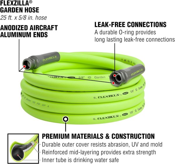 Flexzilla HFZG5100YW Garden Lead-in Hose 5/8 in. x 100 ft, Heavy Duty, Lightweight, Drinking Water Safe, Green - Image 29