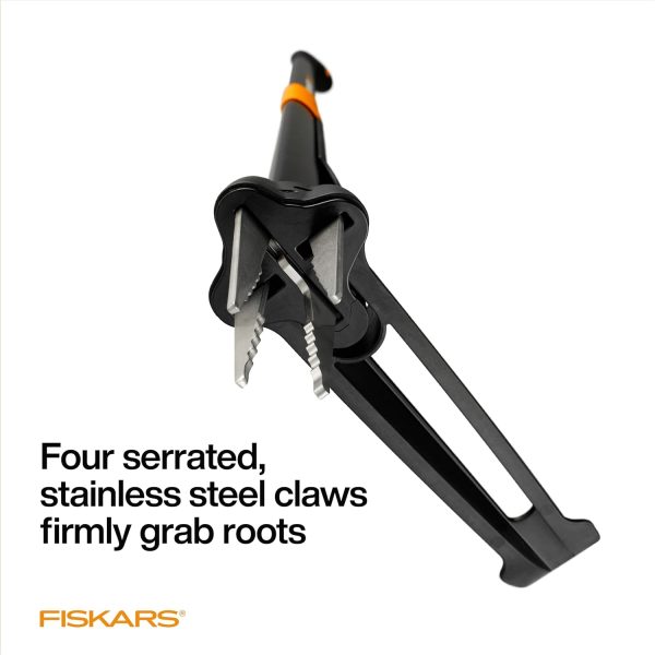 Fiskars 4-Claw Stand Up Weed Puller Tool, Gardening Hand Weeding Tool with 39" Long Ergonomic Handle with Easy-Eject Mechanism - Image 3