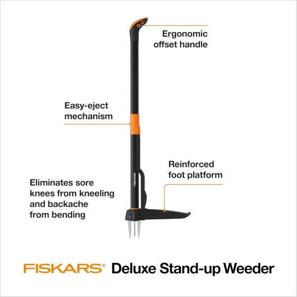 Fiskars 4-Claw Stand Up Weed Puller Tool, Gardening Hand Weeding Tool with 39" Long Ergonomic Handle with Easy-Eject Mechanism - Image 6