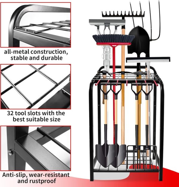 Trieez Heavy Duty Garden Tool Storage, Garden Tool Organizer - Sturdy Garden Yard Tool Rack for Garage Organization and Storage, Shed, Yard Tool Holder, Garage Tool Organizer Rack - Image 4