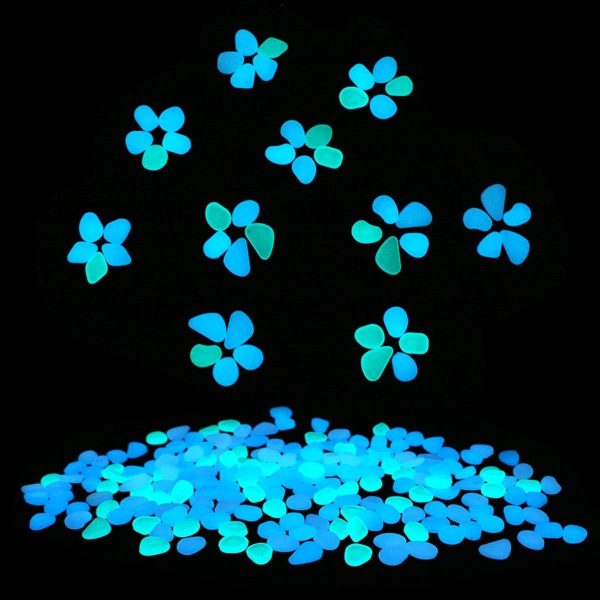 Glow in The Dark Garden Pebbles Stones Rocks for Yard and Walkways Decor, DIY Decorative Luminous Stones in Blue (200 PCS) - Image 5