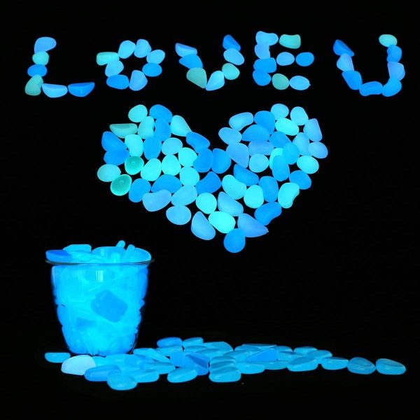 Glow in The Dark Garden Pebbles Stones Rocks for Yard and Walkways Decor, DIY Decorative Luminous Stones in Blue (200 PCS) - Image 7