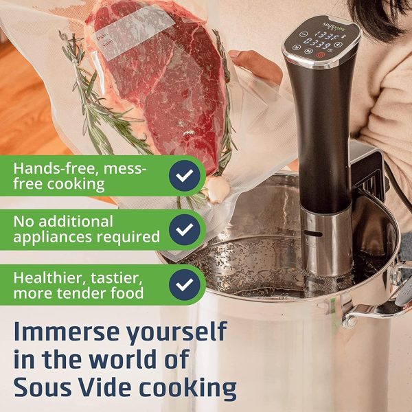 SOUSVIDE ART Sous Vide Immersion Cooker Kit - Machine with Digital Timer, Temp Control, 30 Bags, Vacuum Pump, Suvee Cooker Gift for Chefs - Image 3