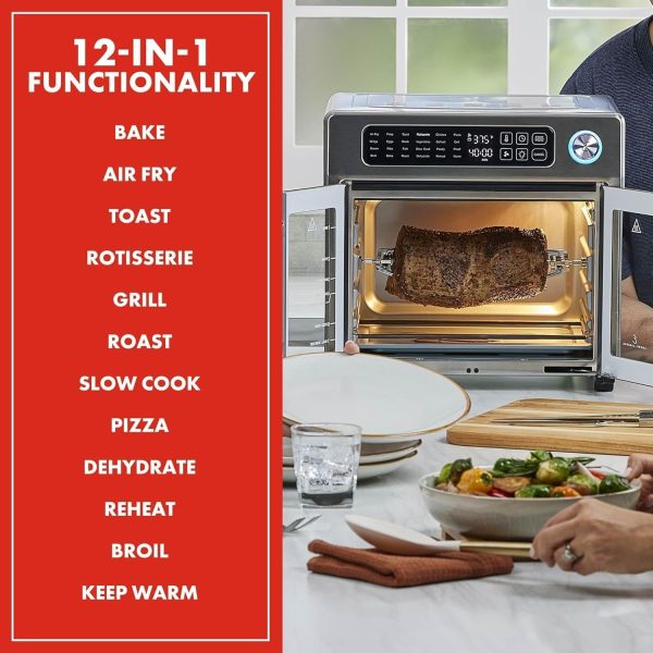 Emeril Lagasse Extra Large French Door Air Fryer Toaster Oven Combo, 25 Cooking Functions and Digital Controls, 7 Accessories Included, Stainless Steel Finish, 26QT Capacity - Image 4