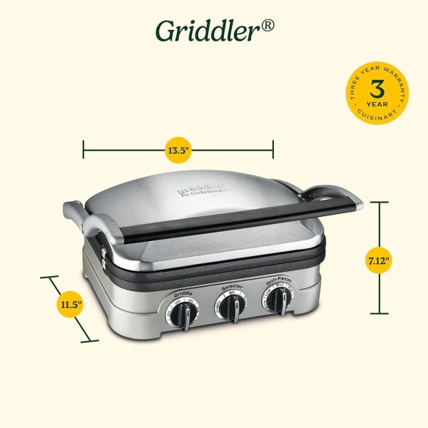 Cuisinart Panini Press, Stainless Steel Griddler, Sandwich Maker & More, 5-IN-1, GR-4NP1 - Image 7