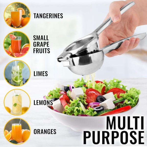 Zulay Kitchen Lemon Squeezer Stainless Steel - Premium Quality, Heavy Duty Solid Metal Squeezer Bowl - Large Manual Citrus Press Juicer and Lime Squeezer Stainless Steel - Image 6