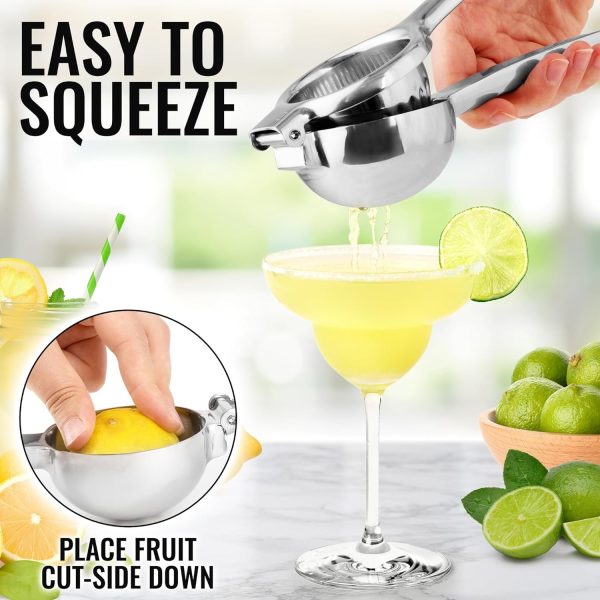 Zulay Kitchen Lemon Squeezer Stainless Steel - Premium Quality, Heavy Duty Solid Metal Squeezer Bowl - Large Manual Citrus Press Juicer and Lime Squeezer Stainless Steel - Image 7