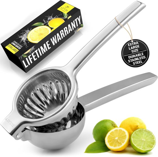 Zulay Kitchen Lemon Squeezer Stainless Steel - Premium Quality, Heavy Duty Solid Metal Squeezer Bowl - Large Manual Citrus Press Juicer and Lime Squeezer Stainless Steel - Image 9