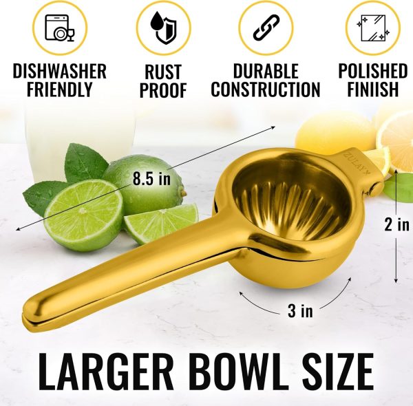 Zulay Kitchen Lemon Squeezer Stainless Steel - Premium Quality, Heavy Duty Solid Metal Squeezer Bowl - Large Manual Citrus Press Juicer and Lime Squeezer Stainless Steel - Image 24