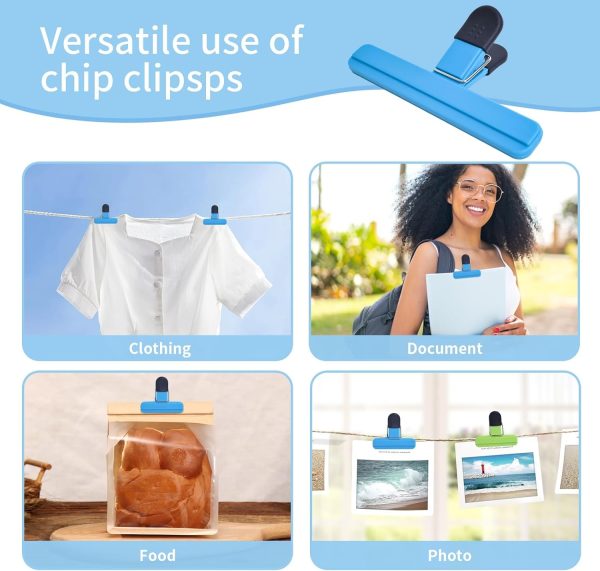 UNIYO 9Pack Large Chip Bag Clips - Assorted Sizes Food Bag Clips Plastic Heavy Seal Grip - Image 5