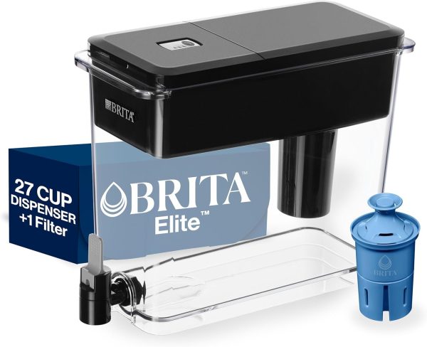 Brita UltraMax Large Water Dispenser with Elite Filter, BPA-Free, Replaces 1,800 Plastic Water Bottles a Year, Lasts Six Months or 120 Gallons, Includes 1 Filter, Kitchen Accessories, Large - 27-Cup