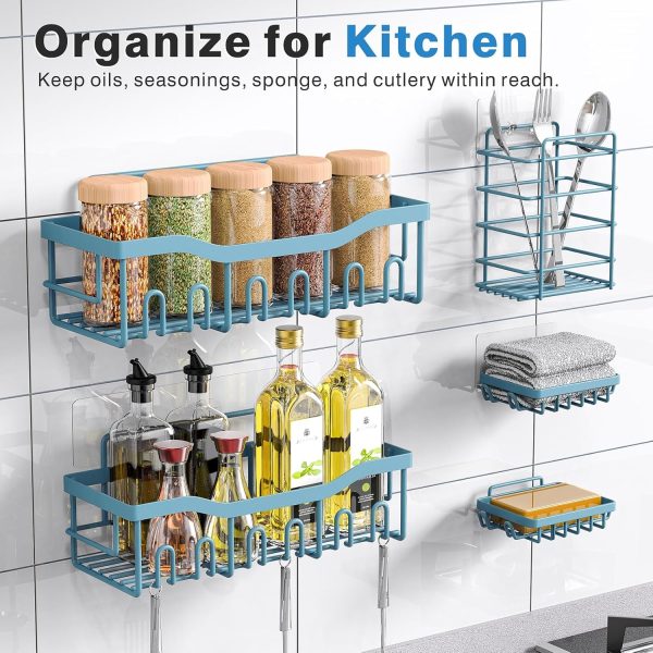 Adhesive Shower Caddy, 5 Pack Rustproof Stainless Steel Bath Organizers With Large Capacity, No Drilling Shelves for Bathroom Storage & Home Decor - Image 82