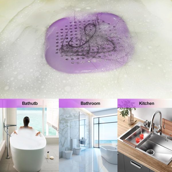 Hair Drain Catcher,Square Drain Cover for Shower Silicone Hair Stopper with Suction Cup,Easy to Install Suit for Bathroom,Bathtub,Kitchen 2 Pack (Sliver Grey) - Image 25