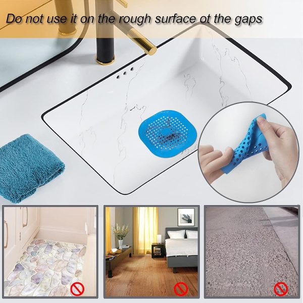 Hair Drain Catcher,Square Drain Cover for Shower Silicone Hair Stopper with Suction Cup,Easy to Install Suit for Bathroom,Bathtub,Kitchen 2 Pack (Sliver Grey) - Image 30