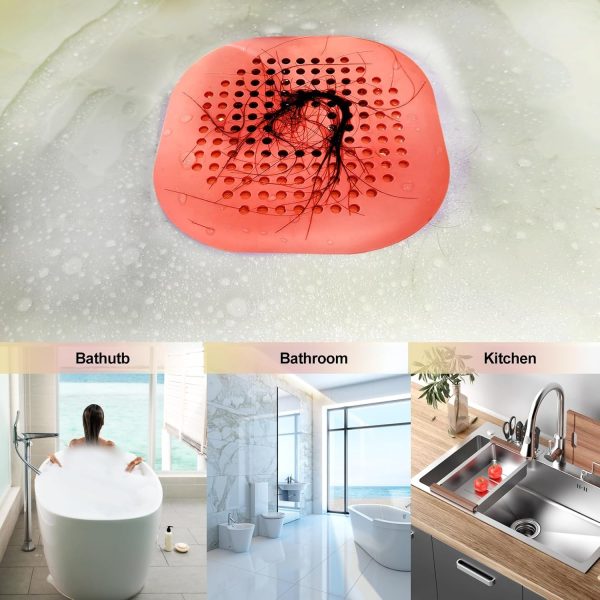 Hair Drain Catcher,Square Drain Cover for Shower Silicone Hair Stopper with Suction Cup,Easy to Install Suit for Bathroom,Bathtub,Kitchen 2 Pack (Sliver Grey) - Image 56