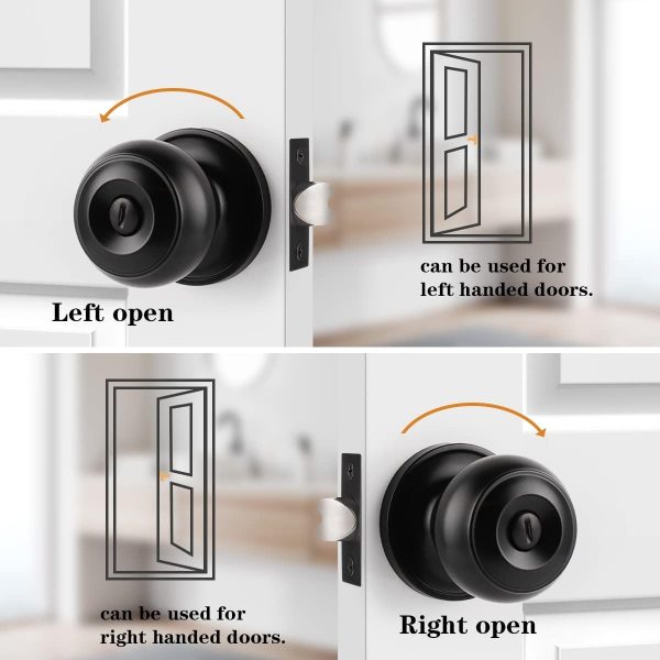 Probrico Privacy Interior Door Knobs Bed and Bath Handles Keyless Sain Nickel Locksets, 6 Pack - Image 15