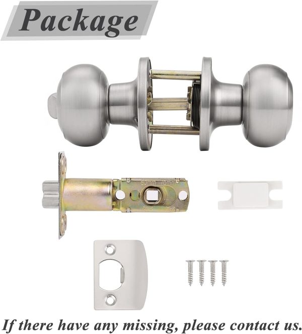 Probrico Privacy Interior Door Knobs Bed and Bath Handles Keyless Sain Nickel Locksets, 6 Pack - Image 22