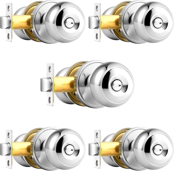 Probrico Privacy Interior Door Knobs Bed and Bath Handles Keyless Sain Nickel Locksets, 6 Pack - Image 26