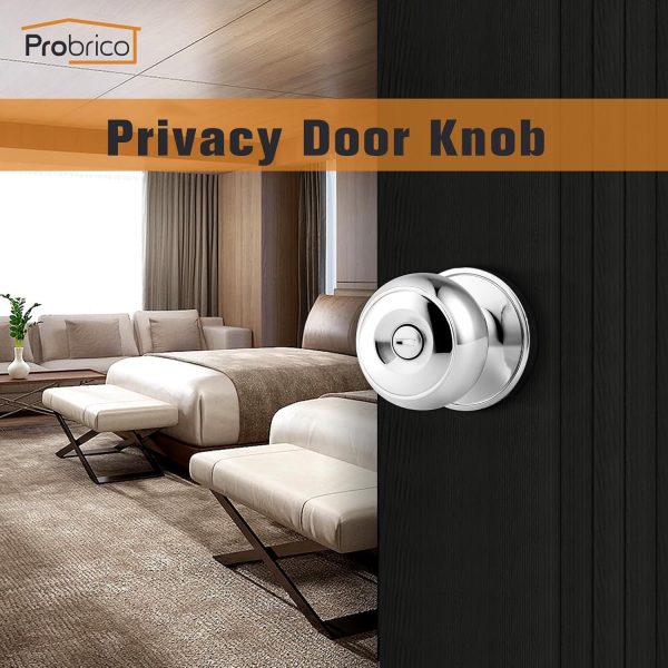 Probrico Privacy Interior Door Knobs Bed and Bath Handles Keyless Sain Nickel Locksets, 6 Pack - Image 27