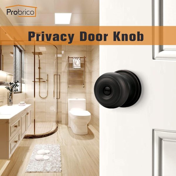 Probrico Privacy Interior Door Knobs Bed and Bath Handles Keyless Sain Nickel Locksets, 6 Pack - Image 36