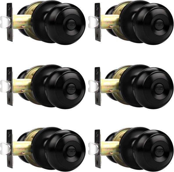 Probrico Privacy Interior Door Knobs Bed and Bath Handles Keyless Sain Nickel Locksets, 6 Pack - Image 42