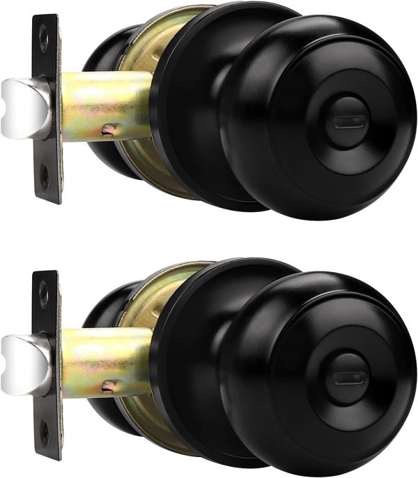 Probrico Privacy Interior Door Knobs Bed and Bath Handles Keyless Sain Nickel Locksets, 6 Pack - Image 45