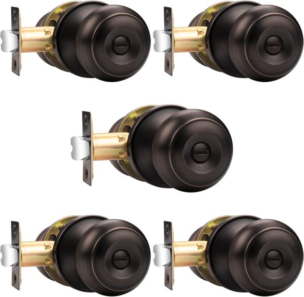 Probrico Privacy Interior Door Knobs Bed and Bath Handles Keyless Sain Nickel Locksets, 6 Pack - Image 47