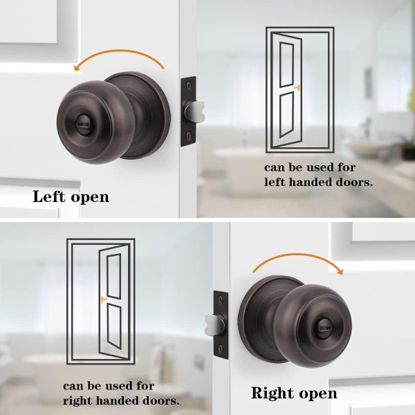 Probrico Privacy Interior Door Knobs Bed and Bath Handles Keyless Sain Nickel Locksets, 6 Pack - Image 48