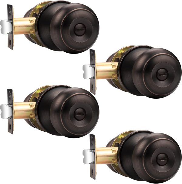 Probrico Privacy Interior Door Knobs Bed and Bath Handles Keyless Sain Nickel Locksets, 6 Pack - Image 49