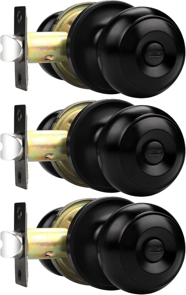 Probrico Privacy Interior Door Knobs Bed and Bath Handles Keyless Sain Nickel Locksets, 6 Pack - Image 52