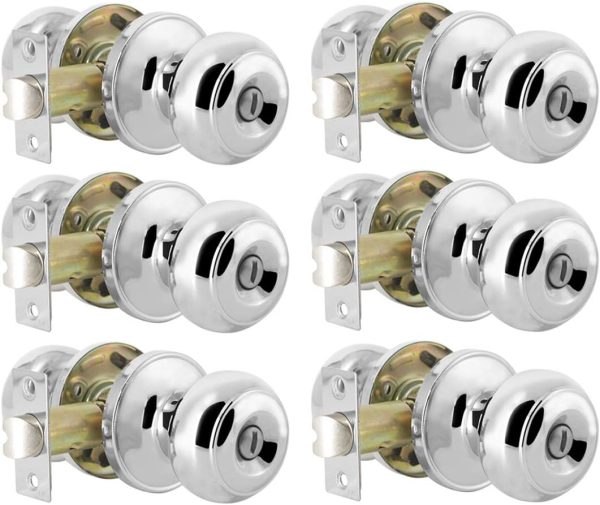 Probrico Privacy Interior Door Knobs Bed and Bath Handles Keyless Sain Nickel Locksets, 6 Pack - Image 53