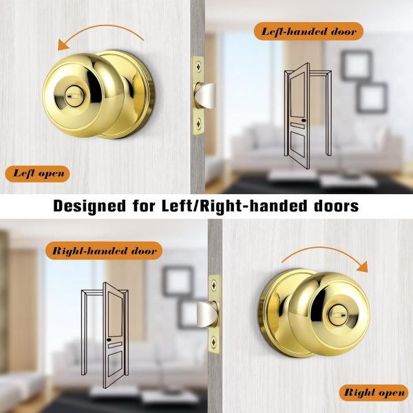 Probrico Privacy Interior Door Knobs Bed and Bath Handles Keyless Sain Nickel Locksets, 6 Pack - Image 65