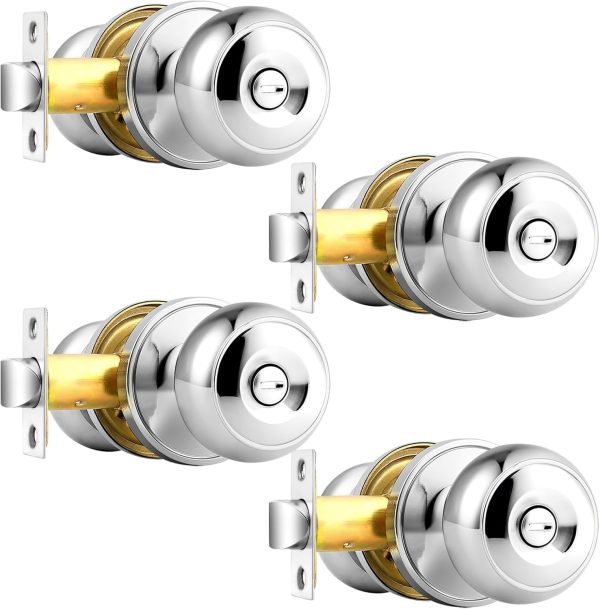 Probrico Privacy Interior Door Knobs Bed and Bath Handles Keyless Sain Nickel Locksets, 6 Pack - Image 73