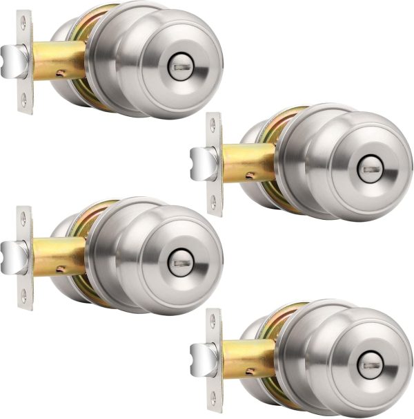 Probrico Privacy Interior Door Knobs Bed and Bath Handles Keyless Sain Nickel Locksets, 6 Pack - Image 80