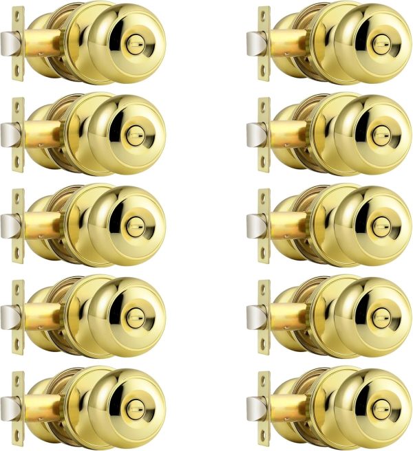 Probrico Privacy Interior Door Knobs Bed and Bath Handles Keyless Sain Nickel Locksets, 6 Pack - Image 87